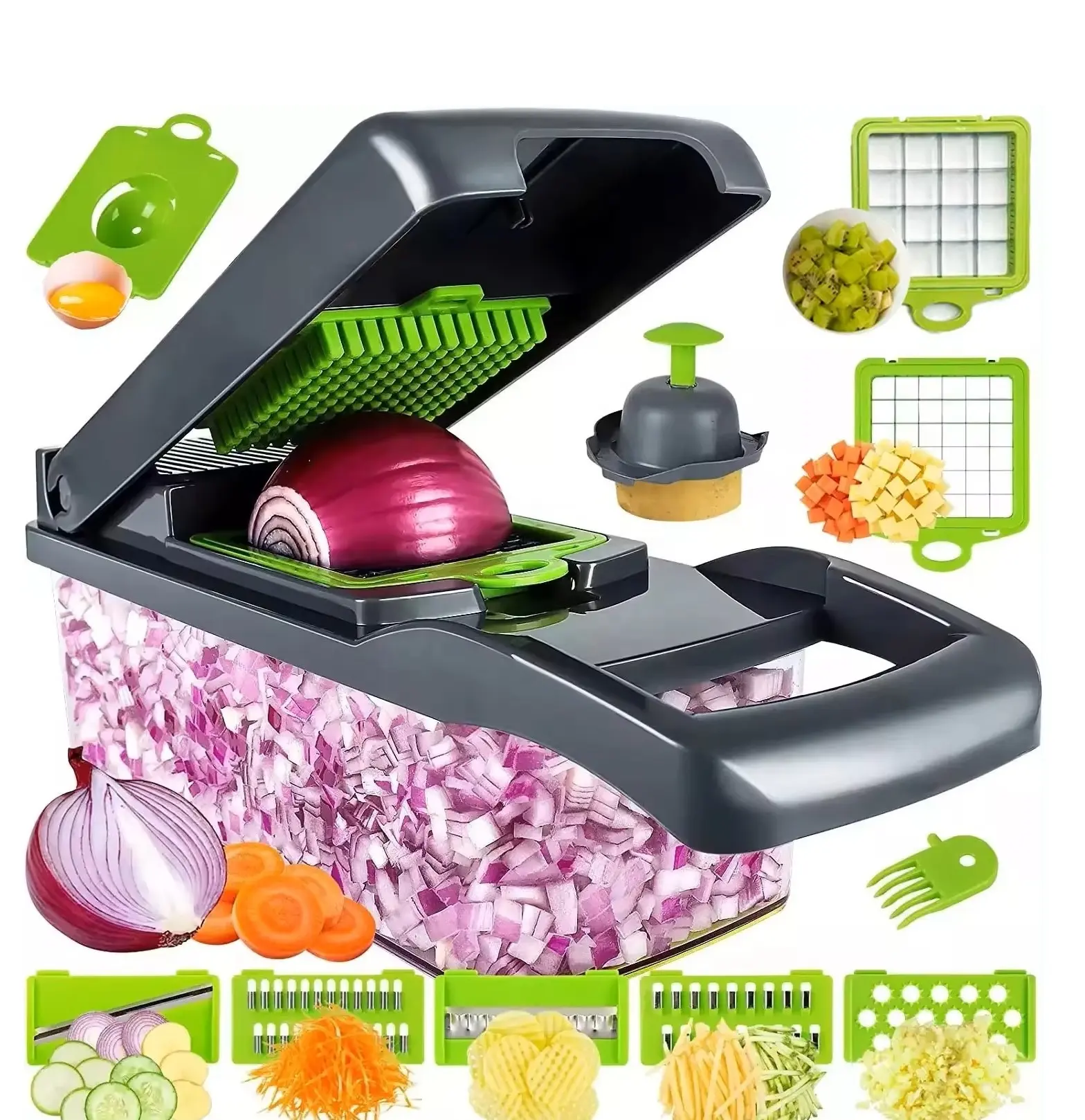 Hot Selling Good quality stainless steel multifunctional manual mandolin 13 in 1 vegetable chopper