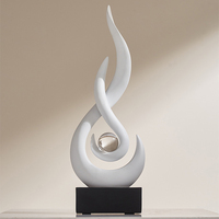Statue de boule de cristal moderne, design abstrait de flamme, artisanat en résine, décoration artisanale pour la maison, table de bureau, étagère de retraite