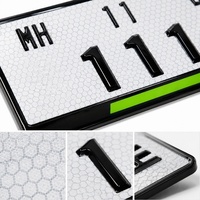 Plaque d'immatriculation de moto en acrylique chromé 3D, lettres en relief en nid d'abeille personnalisées, résistante aux UV, imperméable, anti-rayures, style mod