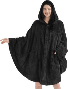 Usine surdimensionné moelleux châle Cape avec capuche femmes portable Sherpa <span class=keywords><strong>polaire</strong></span> manches couvertures Wrap <span class=keywords><strong>Poncho</strong></span> avec capuche pour adultes - Product Image 3