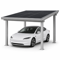 Kit de carport solaire compact 3KW 5KW avec panneaux solaires monocristallins, onduleur connecté au réseau, auvent photovoltaïque en aluminium étanche pour maison/villa