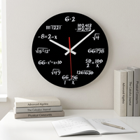 Jam Dinding Analog Kuarsa Formula Matematika Kreatif Desain Modern Pemandangan Indah Set Tiga Bagian Pelat Tebal 15mm Bertenaga Baterai