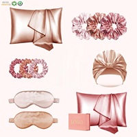 Ensemble de taies d'oreiller en soie de mûrier 100% personnalisées, masque pour les yeux, chouchou, certifié Oeko-Tex 6A, coffret cadeau personnalisé pour la maison/l'hôtel