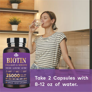 Complément Alimentaire OEM pour Adultes : Soutien Beauté Cheveux, Ongles, Peau - Biotine, Collagène, Kératine, Vitamine B - 60 Capsules - Product Image 3