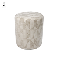 Nouveau pouf cylindrique abstrait en tissu, repose-pieds rond rembourré, tabouret d'appoint multifonctionnel pour salon et chambre à coucher