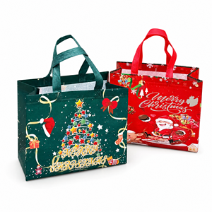 Christmas Gift <b>Bags</b> Wholesale Reusable Holiday Tote Santa Snowman Reindeer <b>Tree</b> Festive Retail Present Packaging Supplier - Product Image 1