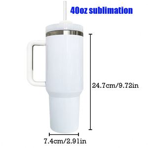 Gobelets isothermes H2.0 40oz en acier inoxydable blanc brillant vierges pour sublimation avec paille pour logo personnalisé - Product Image 3