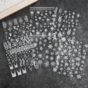 Adesivi 3D con motivo a forma di cuore bianco e francese adesivo per unghie con fiocchi di neve di natale per decorazioni per Nail Art di San Valentino - Product Image 3