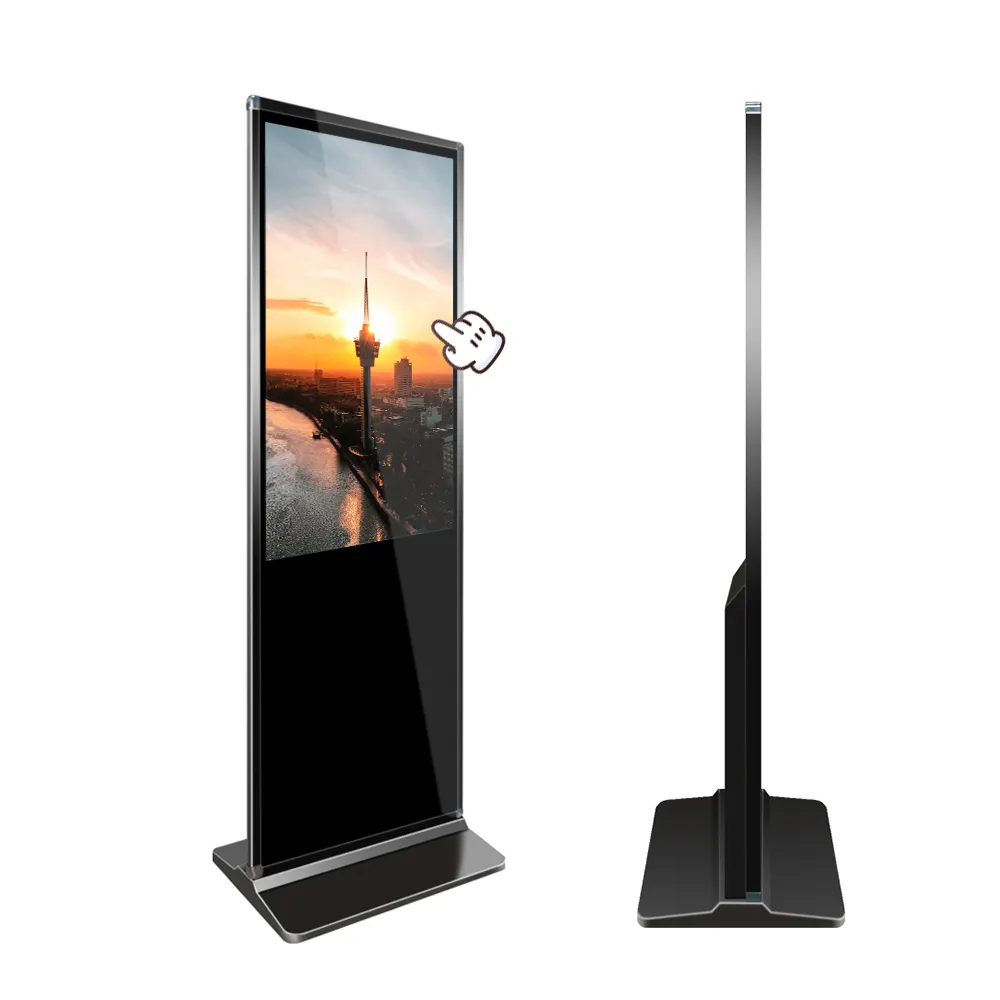 43 55 Inch Indoor Floor Stand LCD Touch Screen Kiosk Display Advertising Playing Equipment Digital Signage Totem