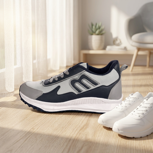 Chaussures de course en mesh respirant pour hommes, baskets à lacets, chaussures de marche décontractées à bout rond, chaussures de sport avec logo personnalisé, mesh respirant - Product Image 1