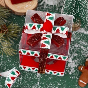 Pita Natal untuk kerajinan, pita Grosgrain liburan putih merah dan hijau pita Natal untuk pembungkus Hadiah - Product Image 4