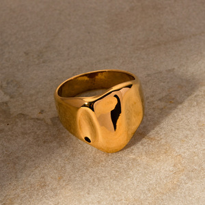 Geometric Textured <b>Ring</b> 18K Gold Women's Fashion Jewelry Gift - Product Image 2