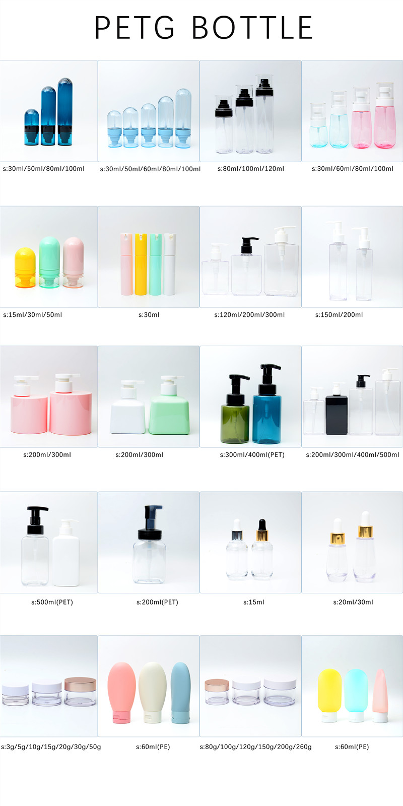 plastic spray bottles 100ml/3.5oz travel reusable