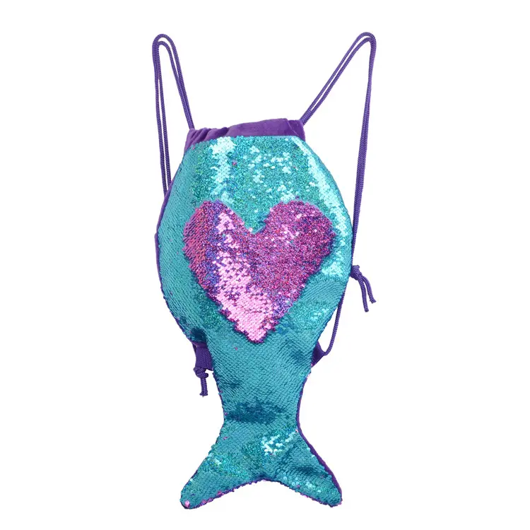 Mermaid Sequin Drawstring Bags Reversible Sequin Dance Bags Gym Backpacks for Girls Kids