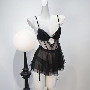 Nouvelle nuisette sexy en dentelle européenne et américaine avec coussinets de poitrine, luxe pur et séduisant, style licou et pyjama ludique - Product Image 6