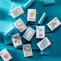 Blaues Amerikanisches Mahjong-Set, Elegante Acryl-Steine, Trendiges Urlaubsgeschenk für Frauen