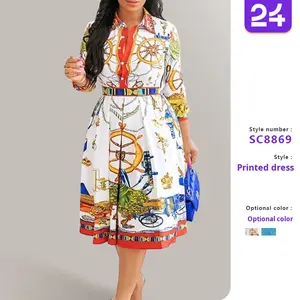 Nouvelle robe élégante mi-longue pour femmes européennes et américaines, printemps 2025, pour la mode <span class=keywords><strong>Amazon</strong></span>, col rabattu, robe de carrière - Product Image 2