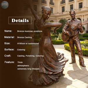 Statua in Bronzo Personalizzabile di Duo Musicista e Ballerino, Adatta per Giardini Esterni - Product Image 2