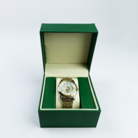 Boîte de rangement pour montres en cuir carrée de luxe avec fermeture à boucle anti-poussière, emballage cadeau élégant pour le rangement des montres