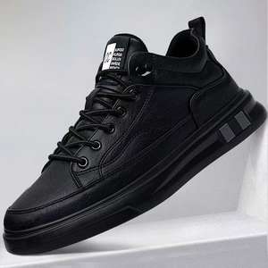 Nouvelles Chaussures de Course en Cuir pour Hommes 2025 - Baskets Décontractées Noires à Lacets de Haute Qualité, Tendance Plateforme, Style Skate, Chaussures de Mode pour Hommes - Product Image 6