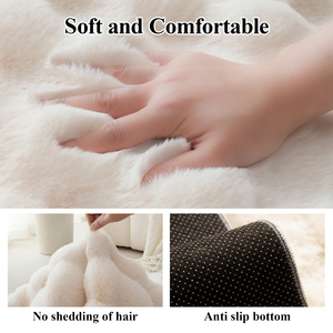 Vente directe d'usine, tapis en fourrure, tapis en fausse fourrure de lapin, tapis en fourrure de lapin pour le salon, tapis en polyester pelucheux pour le salon et la chambre à coucher - Product Image 5