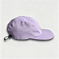 Casquette de camping en polyester respirant à 5 panneaux, personnalisable, avec fermeture à cordon, vente en gros