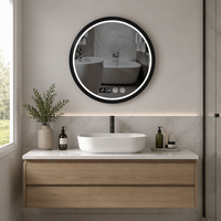 Miroir LED intelligent moderne pour salle de bain, étanche IP44, avec commande tactile, anti-buée, éclairage réglable, pour usage hôtelier
