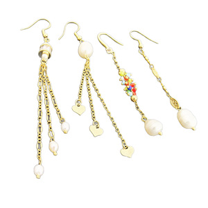 Ceramic Clay Porcelain <b>Drop</b> <b>Earrings</b> 14K Gold Plated Handmade Long Tassel Elegant Party - Product Image 5