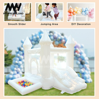 Château gonflable blanc gonflable d'intérieur extérieur avec maison de rebond et toboggan Combo Jumping Soft Play pour fête d'anniversaire