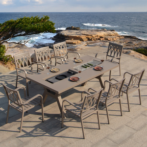 Design moderne Table <span class=keywords><strong>de</strong></span> barbecue pour l'extérieur Combo charbon <span class=keywords><strong>de</strong></span> bois et gril électrique Unité <span class=keywords><strong>de</strong></span> cuisson tout-en-un Table à usage multiple - Product Image 2