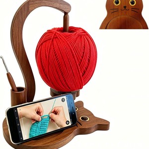 Wooden Rotatable Yarn Spool Holder Magnetic Knitting Yarn Holder For Hand Knitting <b>Desktop</b> Use - Product Image 5