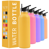 Bouteille d'eau isotherme en acier inoxydable à double paroi, colorée, avec sangle
