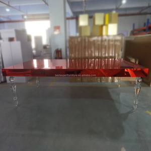 طاولة طعام مستطيلة من الأكريليك الأحمر للبيع الساخن لحفلات الزفاف والمناسبات - Product Image 3