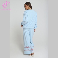 Ensemble décontracté Loveda avec logo personnalisé, nouvelle collection, style Noël pour femmes, sweat-shirt à manches longues avec nœud et pantalon droit
