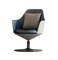 Fauteuil moderne pivotant réglable en cuir avec dossier incurvé pour la maison Salon Salle à manger