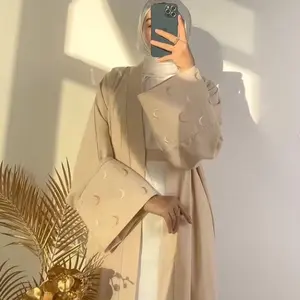 Wholesale Fashion Love Embroidery Dubai Turkey Elegant Cardigan Robe Abaya Women Muslim Women's Dresses