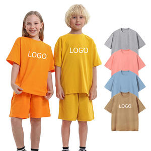 T-shirt en coton uni personnalisable pour enfants (garçons et filles) – Vêtements d'été amples en gros - Product Image 1