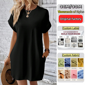 Nouvelle Robe Décontractée Ample Unie avec Poche au Col pour Femmes Rondes Été 2026 - Product Image 1