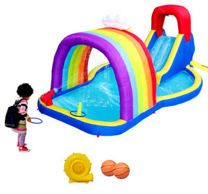Château gonflable personnalisé de vente directe d'usine avec <span class=keywords><strong>le</strong></span> canon à eau d'escalade d'arroseur arc-en-ciel de basket-ball pour des enfants - Product Image 2