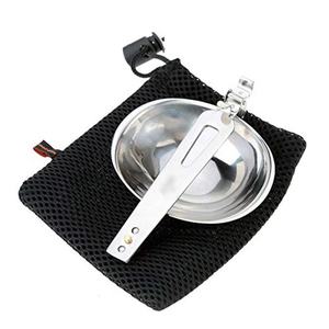 Cuchara Plegable de Acero Inoxidable con Gancho Antideslizante, Cuchara <span class=keywords><strong>para</strong></span> Sopa, Utensilios de Cocina <span class=keywords><strong>para</strong></span> Camping, Picnic y Barbacoa + Bolsa - Product Image 1