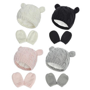 Gorro de bebé de otoño e invierno 2025 con forma de oreja pequeña bonita, gorro de punto, guantes, traje para niños y niñas, grupo de edad para niños - Product Image 2