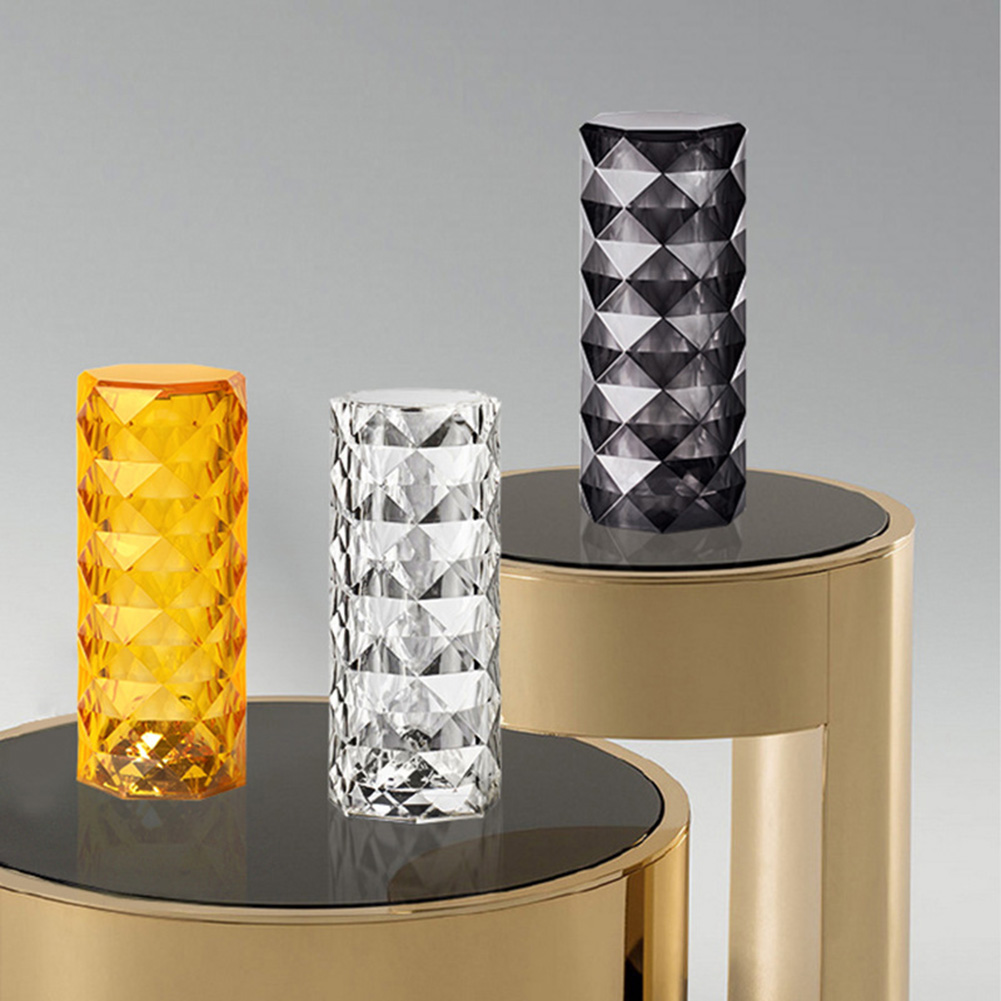 Touch Dimming Luxury Cylindrical Diamond Table Lamp USB Rechargeable Table Lamp Reading Lamp