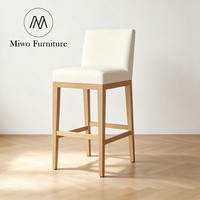 Tabouret rembourré en bois moderne pour cuisine intérieure, hôtel, villa, club, usage commercial, bistrot, bar, comptoir, fauteuil en tissu de lin