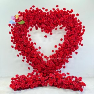 Sfondo di nozze decorazioni di scena rose rosse fiori bianchi arco a cuore per le proposte di matrimonio di laurea di San Valentino - Product Image 6