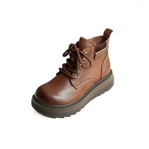 Bottines Martin à plateforme pour femmes, nouvelle collection automne/hiver, bout rond, deux usages, en cuir véritable, confortables, à talon compensé - Product Image 5