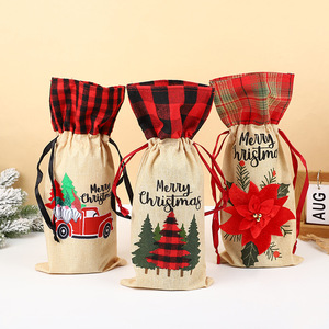 Creative Christmas & Ramadan Cotton Wine Bottle Bags Reusable <b>Table</b> and Home Decorations - Product Image 1