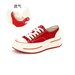 Zapatos informales de primavera <span class=keywords><strong>y</strong></span> otoño para <span class=keywords><strong>mujer</strong></span> con lona de piel de oveja interior, suela gruesa elevada, diseño versátil suave <span class=keywords><strong>y</strong></span> ligero - Product Image 5