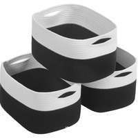 Corde de coton pliable écologique tissé Rectangle panier Style moderne pépinière décor à la maison multi-fonctionnel économiser de l'espace Bin