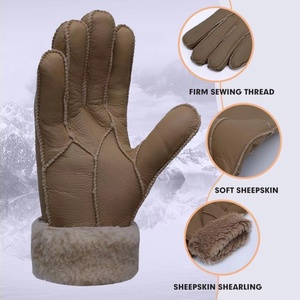 <span class=keywords><strong>Gants</strong></span> en peau de mouton véritable épais pour <span class=keywords><strong>homme</strong></span> et femme, chauds, coupe-vent, pour usage quotidien, compatibles écran tactile - Product Image 2