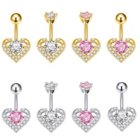 Bestseller 316L Edelstahl Zirkon 18K Vergoldete Hochzeits-Herz-Flügel Bauchnabelringe Bauchschmuck für Frauen